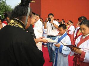 A Coming-of-age ceremony at a Confucian tutelage.