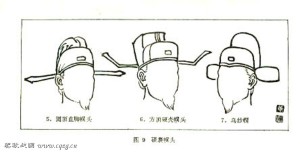 Various forms of Pu'tou evolved Guan, or 'Wu Sha' caps.